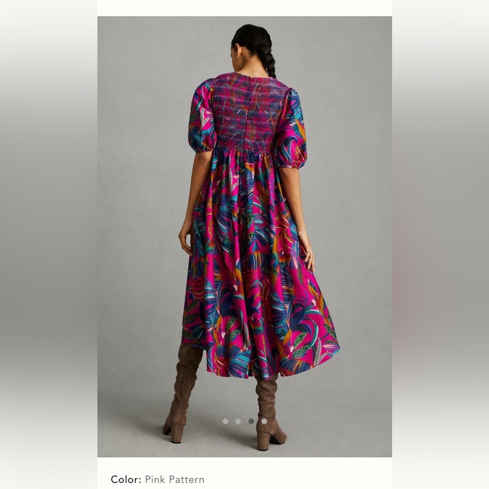 Farm Rio smocked midi dress. Size S. EUC. - Picture 3 of 8